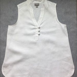 J. Jill White 100% Linen Sleeveless Shirt